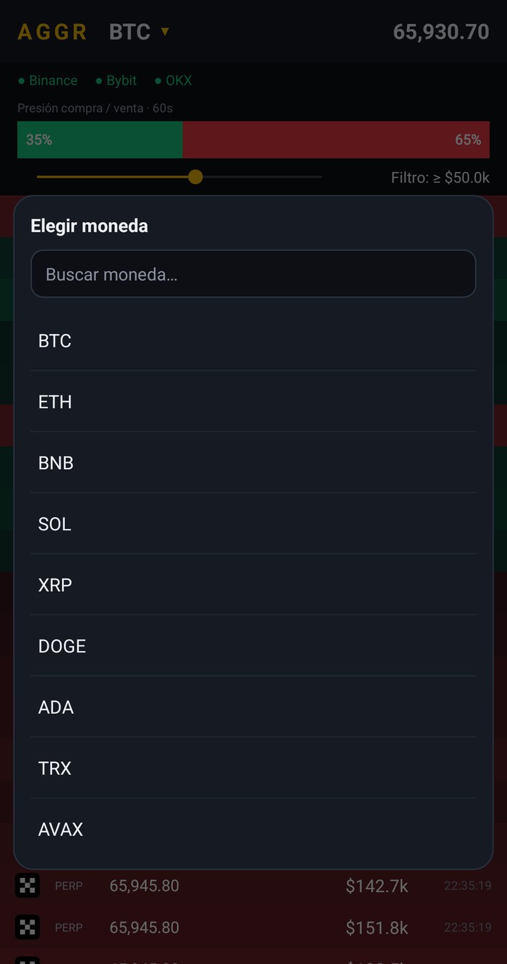 Aggr App — Real-time Crypto Tape (Spot, Futures & Liquidations)